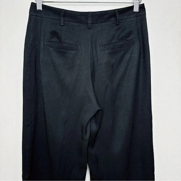 Anthropologie Elevenses Womens Size  2 Linen Ruffle Hem Cropped Pant In Black - Picture 11 of 14